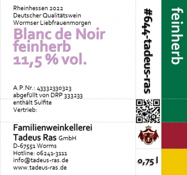 Spätburgunder Blanc de Noir feinherb 2022